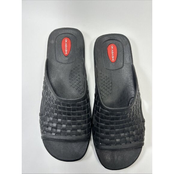 Nwt Men's size 10 Okabashi Coast Slides Sandals Weave USA MADE Black - Picture 2 of 4